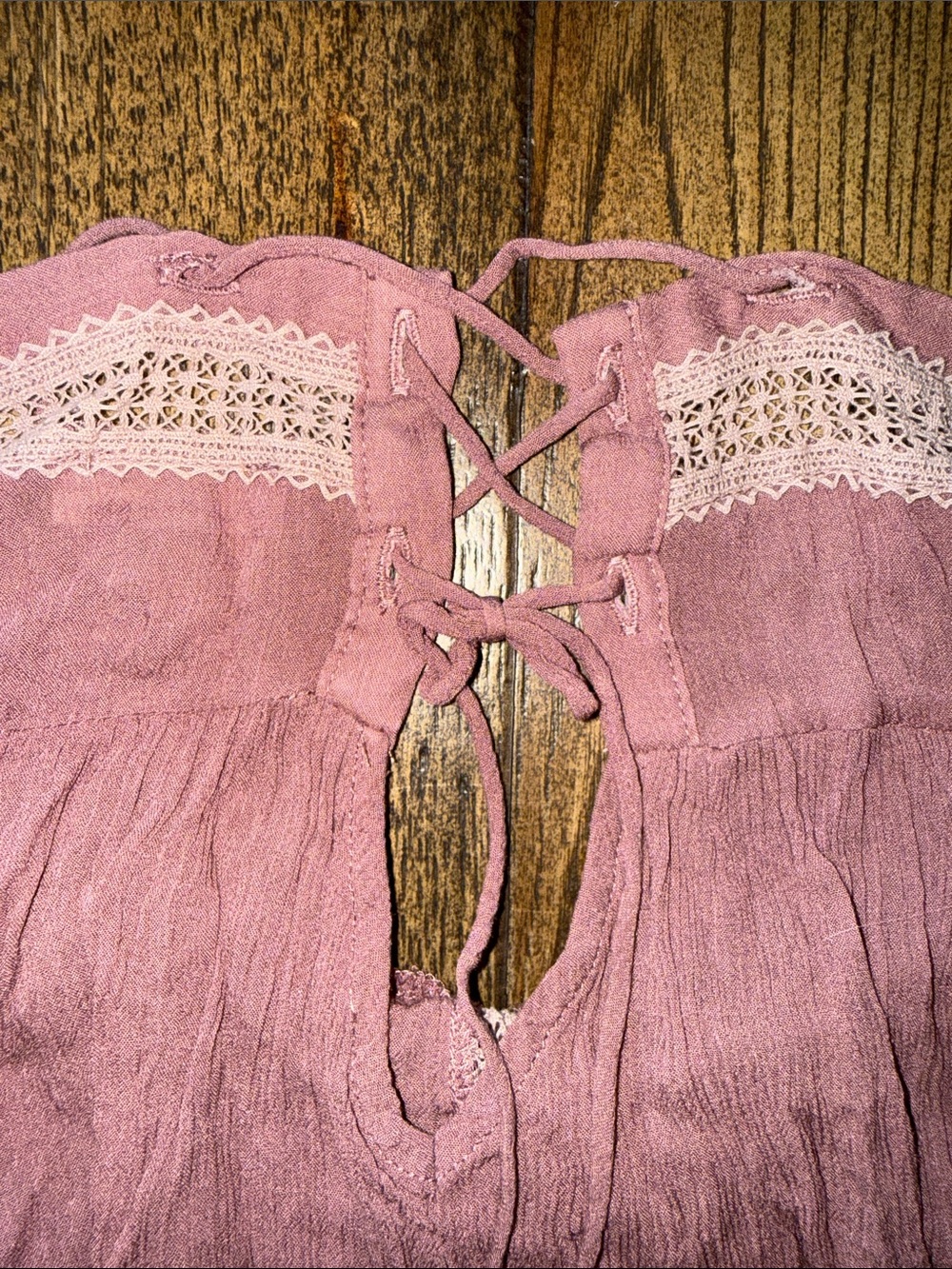 Free People Dusty Pink Lace-Trim Mini Dress - Picture 9 of 9